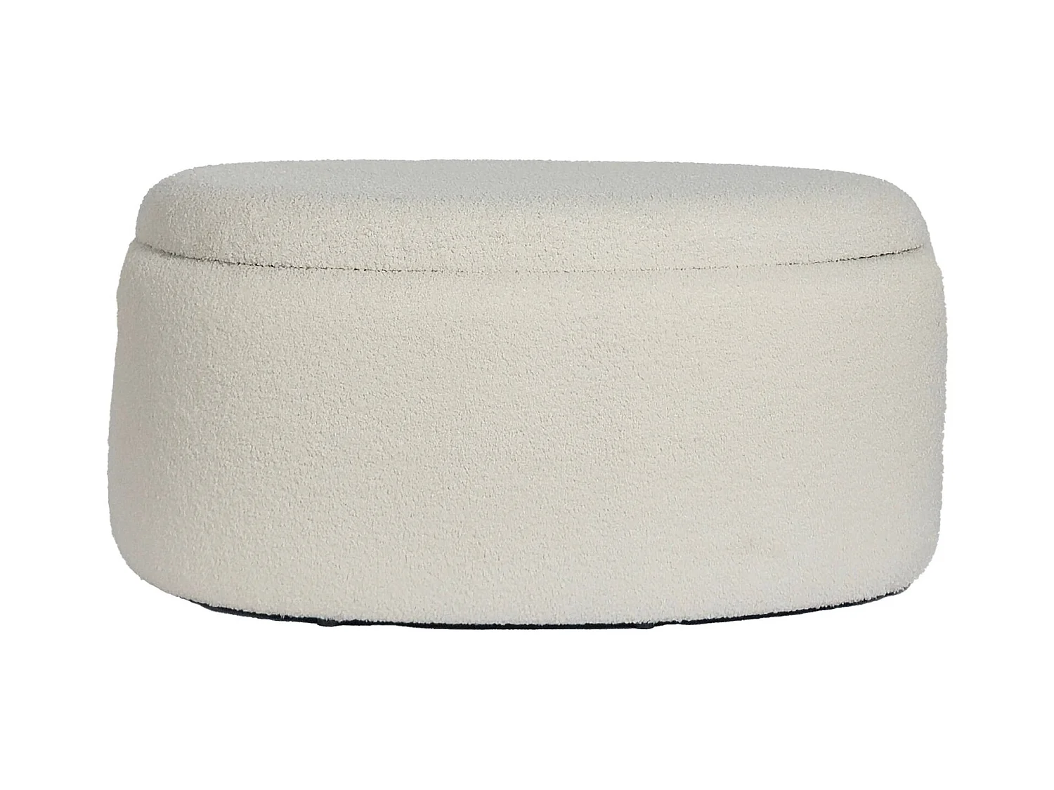 Tabouret Rangement Ovale 81 cm Tissu Crème Couvercle Amovible Salon
