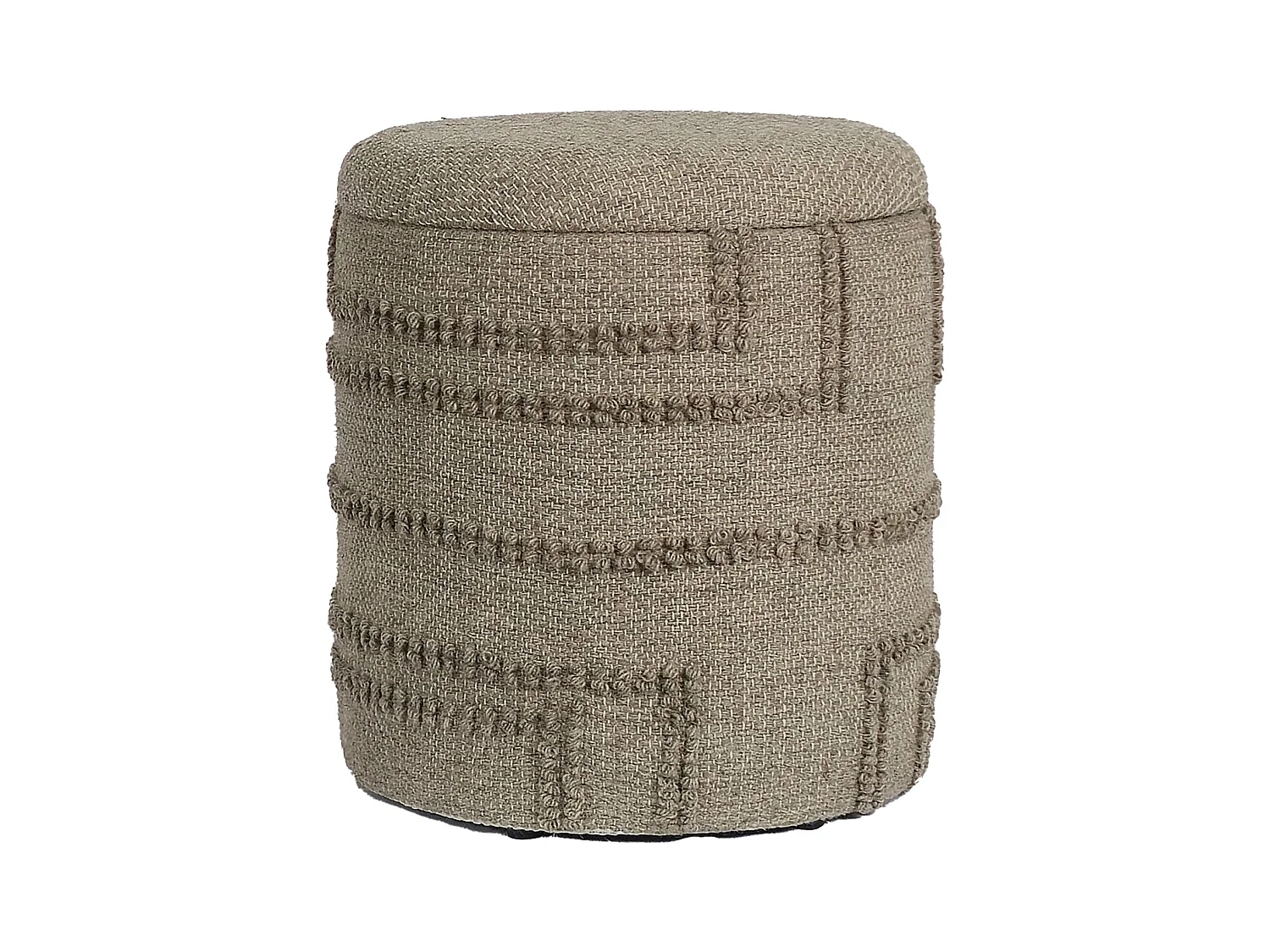 Tabouret Rond Laine Marron avec Rangement Couvercle Amovible Bohème
