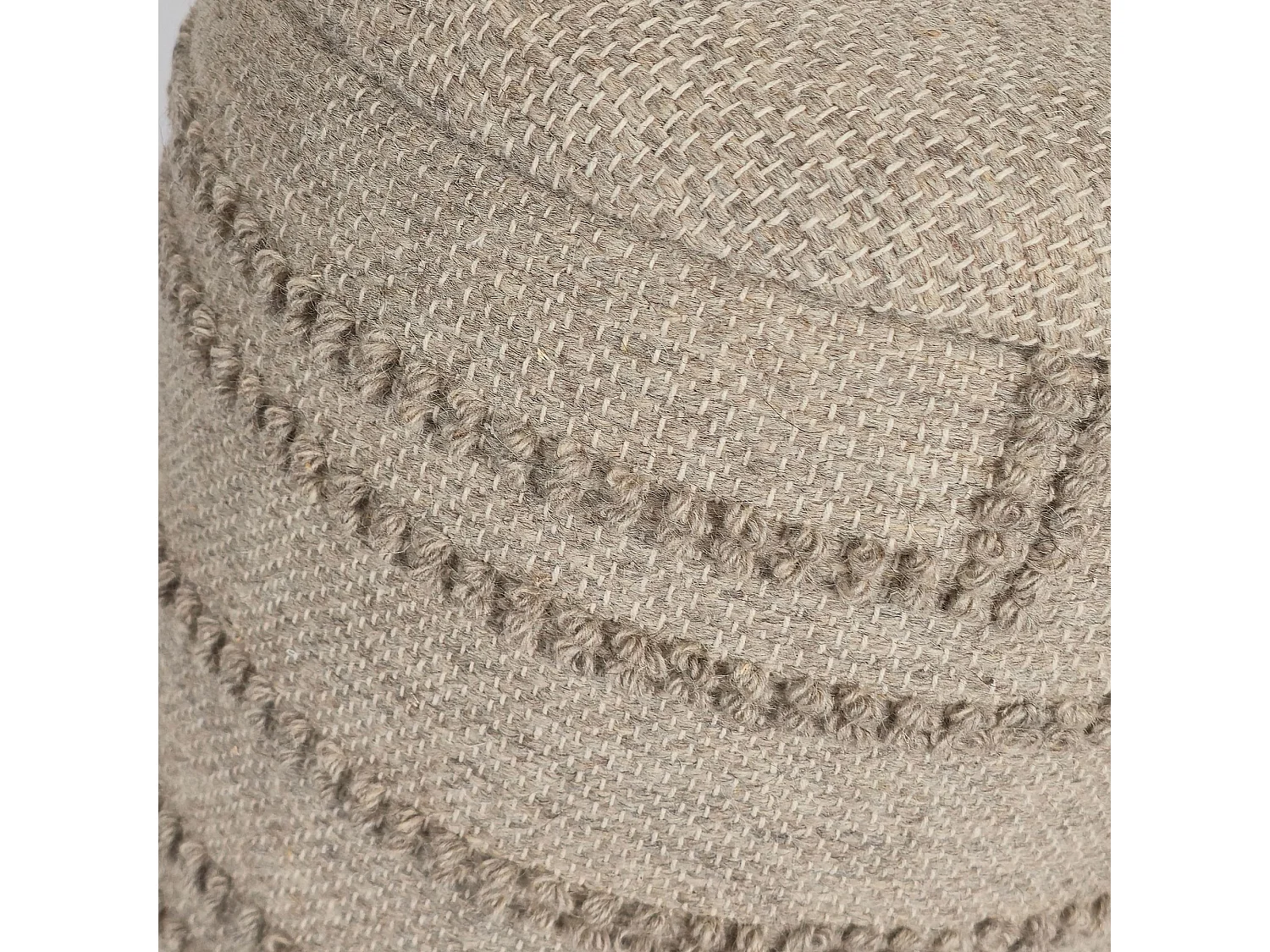 Tabouret Rond Laine Marron avec Rangement Couvercle Amovible Bohème