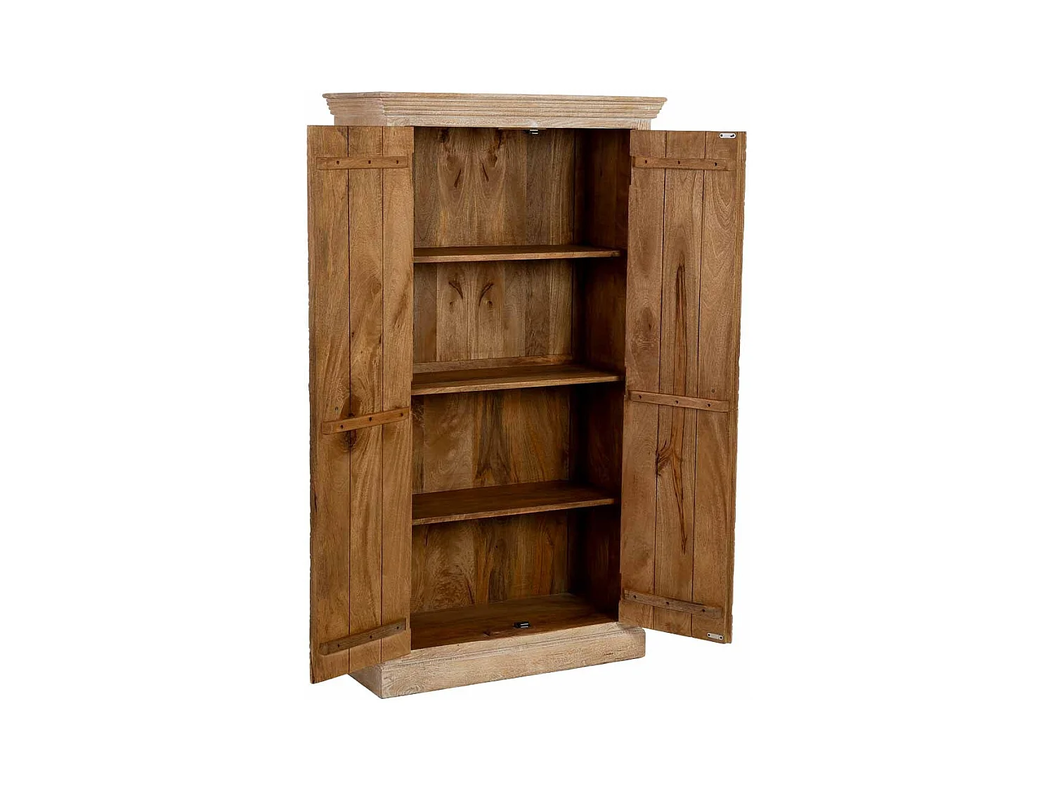 Armário de madeira bege artesanal com 2 portas, 90x40x165 cm