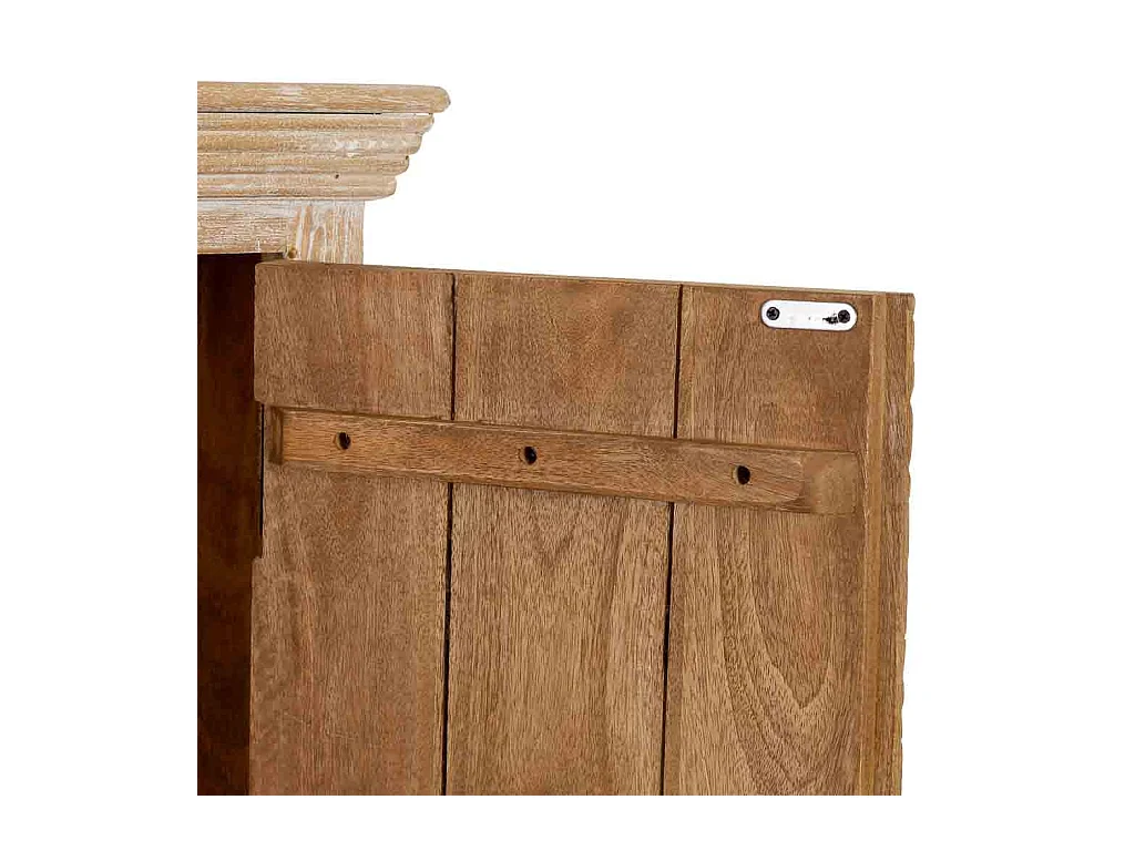 Armário de madeira bege artesanal com 2 portas, 90x40x165 cm