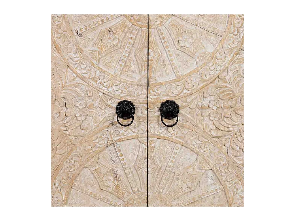 Armário de madeira bege artesanal com 2 portas, 90x40x165 cm