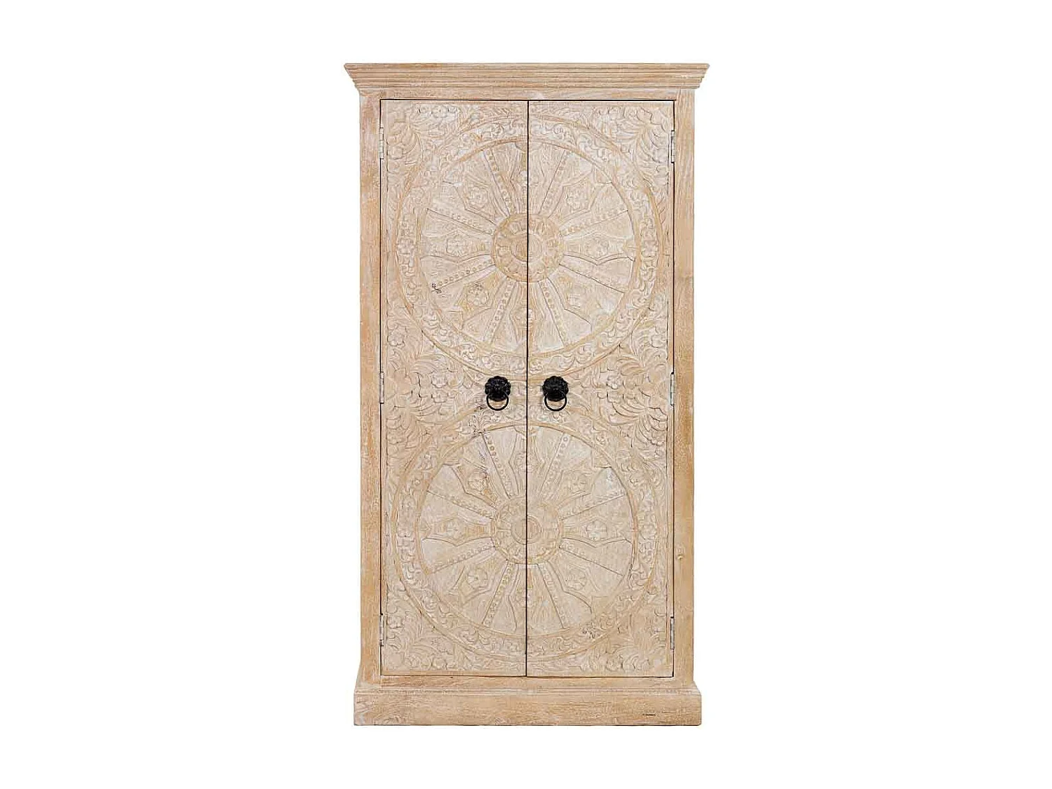 Armario de madera artesanal 2 puertas beige 90x40x165h cm