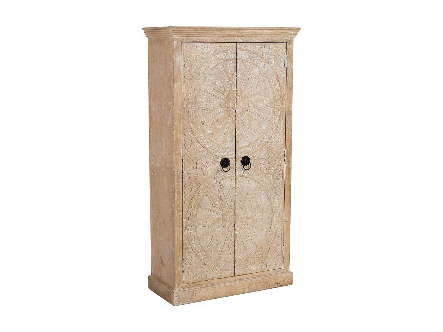 Armario de madera artesanal 2 puertas beige 90x40x165h cm