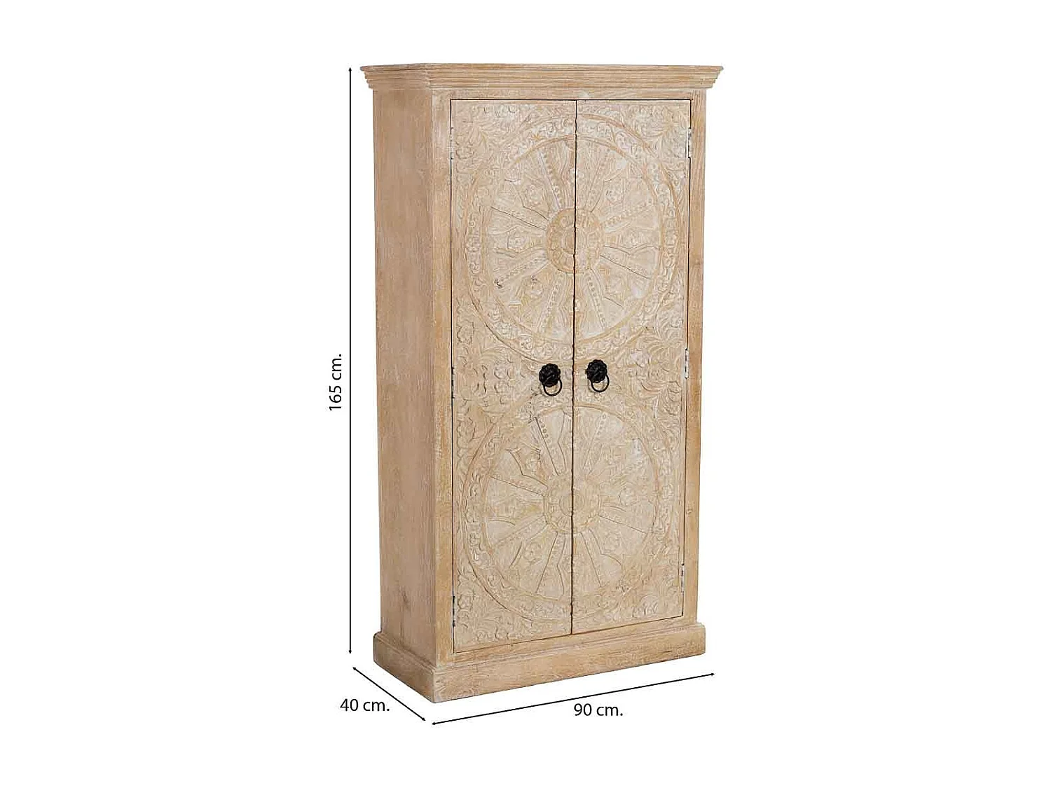 Armario de madera artesanal 2 puertas beige 90x40x165h cm