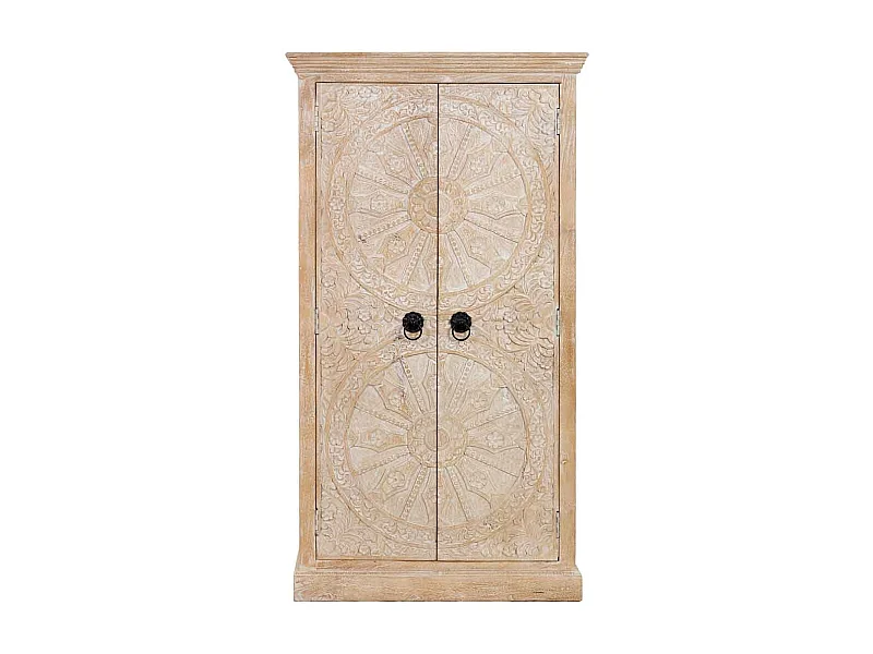 Armario de madera artesanal 2 puertas beige 90x40x165h cm
