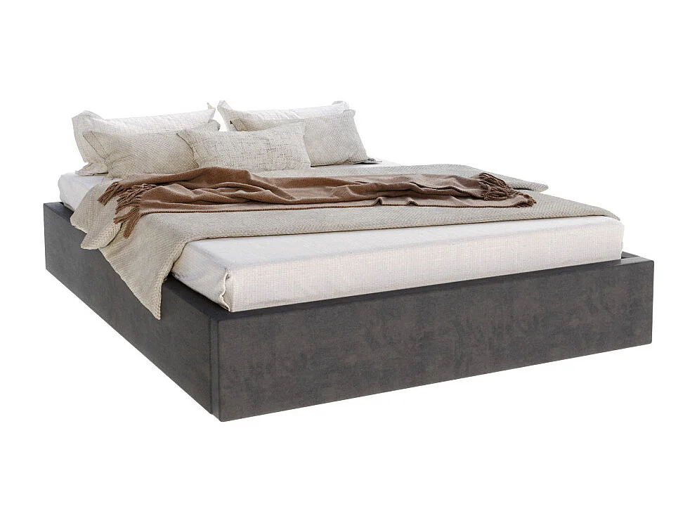 Lit coffre ORLANDO 140x190 - Sommier inclus Gris foncé