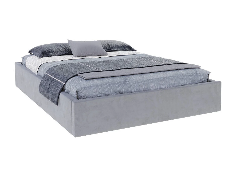 Lit coffre ORLANDO 140x190 - Sommier inclus Gris clair
