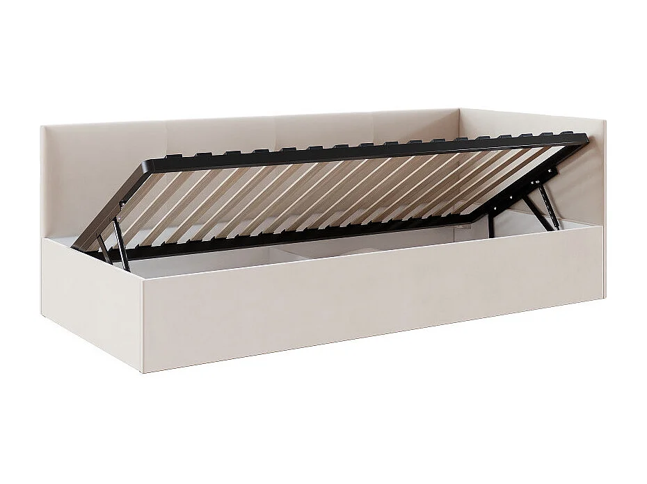 Lit coffre Elly 90x200  - Sommier inclus Crème