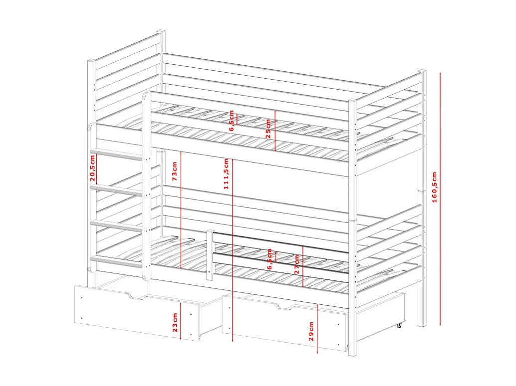 LIT SUPERPOSE SEPARABLE NELIO - Bois massif - 90x200 cm Pin Livré avec sommiers
