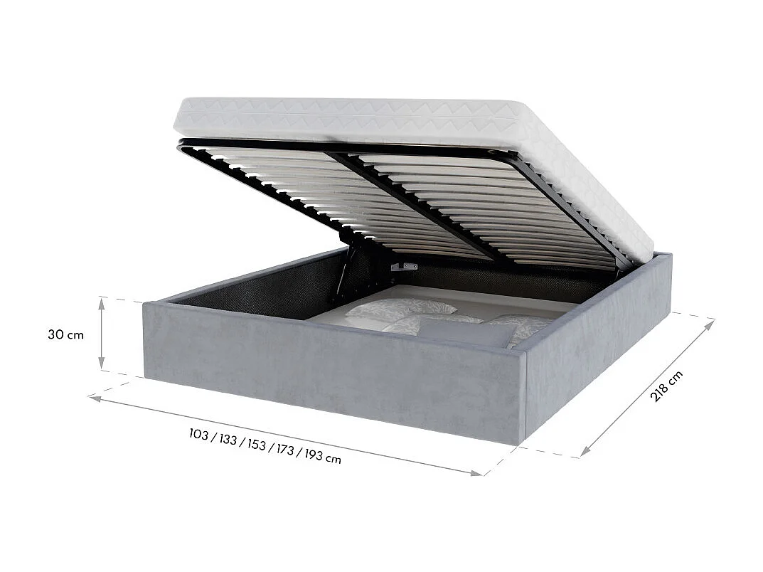 Lit coffre ORLANDO 120x200 - Sommier inclus Gris foncé