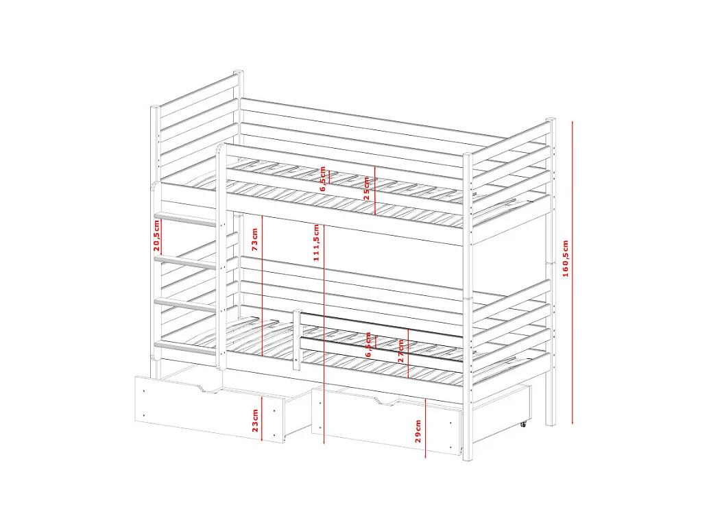 LIT SUPERPOSE SEPARABLE NELIO - Bois massif - 90x200 cm Blanc Livré avec sommiers