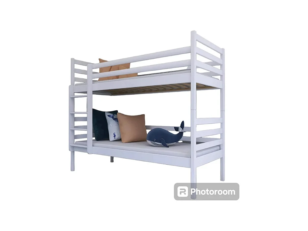 LIT SUPERPOSE SEPARABLE NELIO - Bois massif - 90x200 cm Blanc Livré avec sommiers