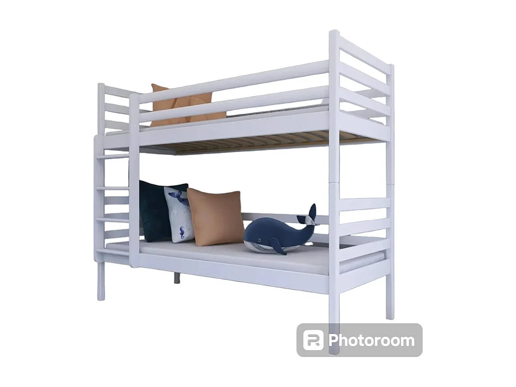 LIT SUPERPOSE SEPARABLE NELIO - Bois massif - 90x200 cm Blanc Livré avec sommiers