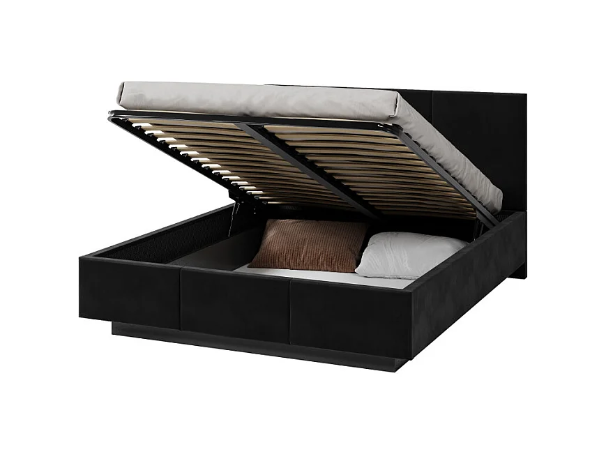 Lit coffre Raveiro 140 x 190 cm avec sommier à lattes relevable Noir