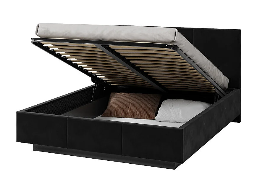 Lit coffre Raveiro 140 x 190 cm avec sommier à lattes relevable Noir