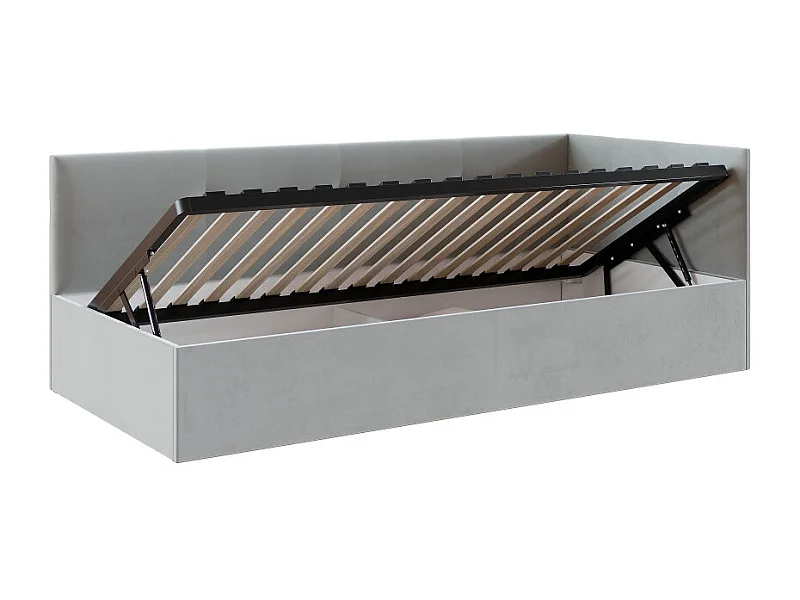 Lit coffre Elly 90x200  - Sommier inclus Gris clair