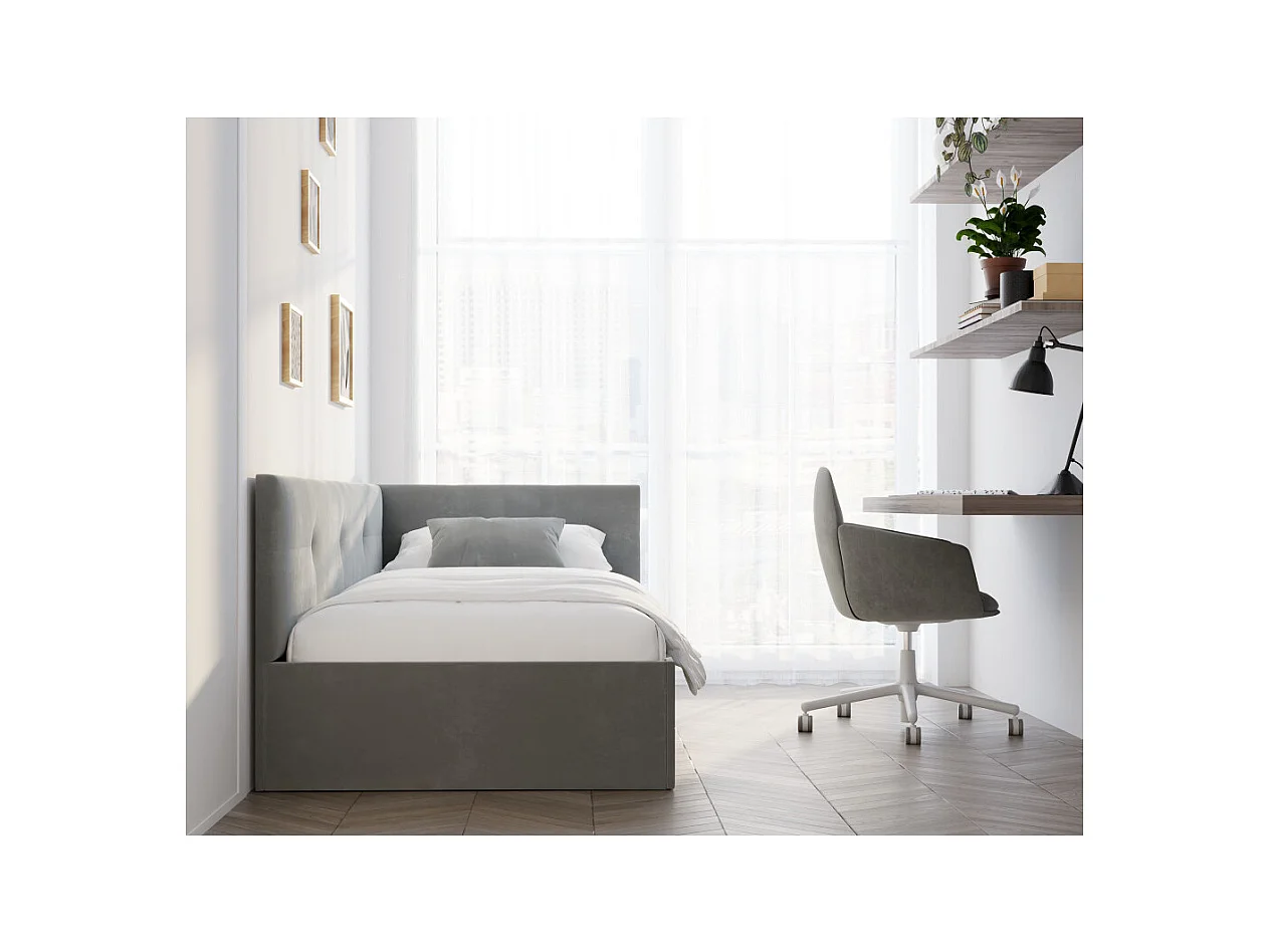 Lit coffre Elly 90x200  - Sommier inclus Gris clair