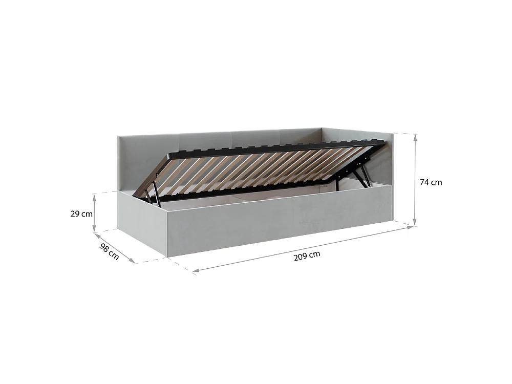 Lit coffre Elly 90x200  - Sommier inclus Gris clair