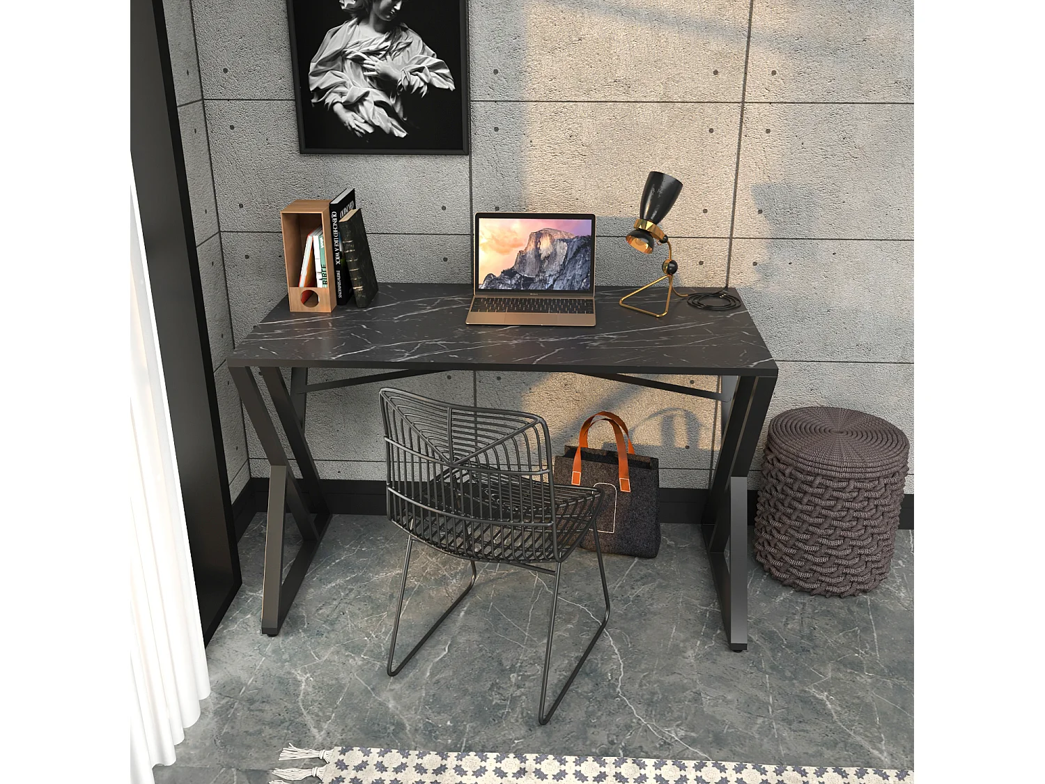 Decorotika Gyza Study and Writing Desk Metal Legs - W 120 cm x H 75 cm x D 60 cm