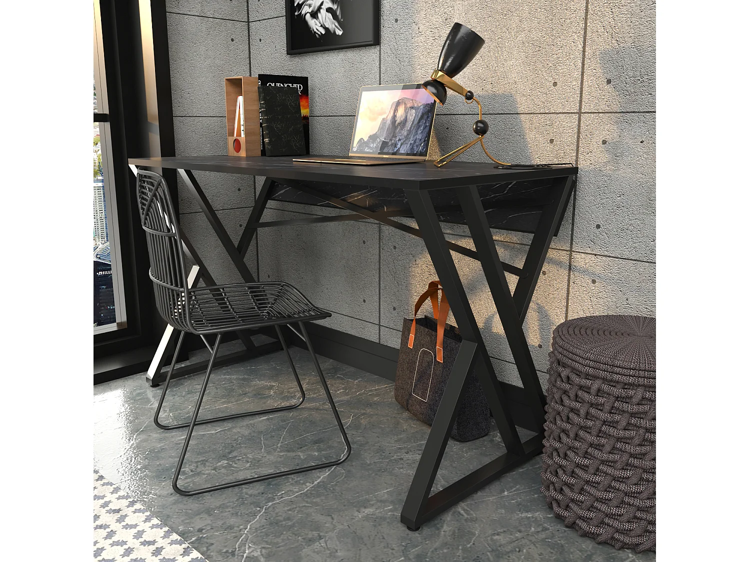 Decorotika Gyza Study and Writing Desk Metal Legs - W 120 cm x H 75 cm x D 60 cm
