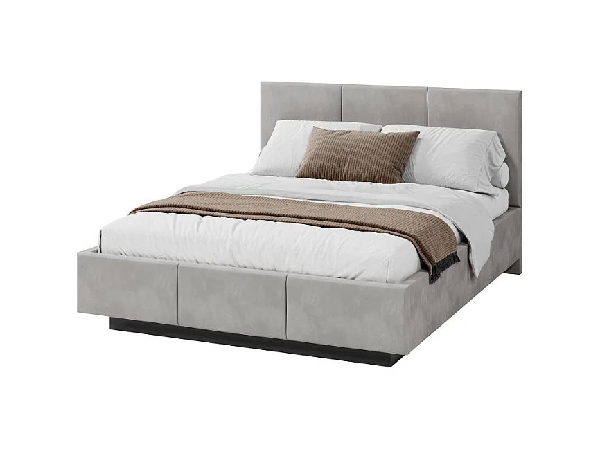 Lit coffre Raveiro 160 x 200 cm avec sommier à lattes relevable Gris clair