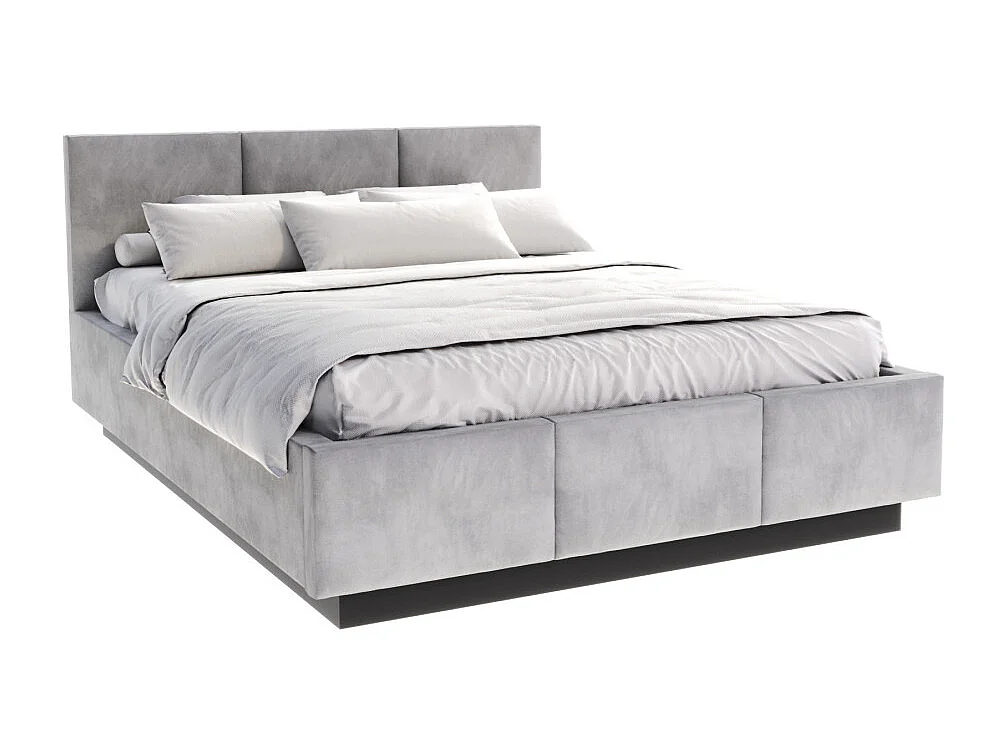 Lit coffre Raveiro 160 x 200 cm avec sommier à lattes relevable Gris clair