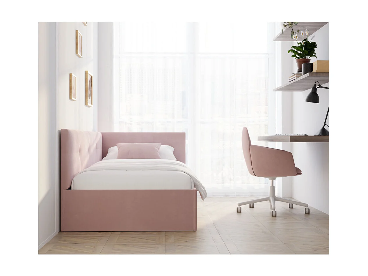 Lit coffre Elly 90x200  - Sommier inclus ROSE