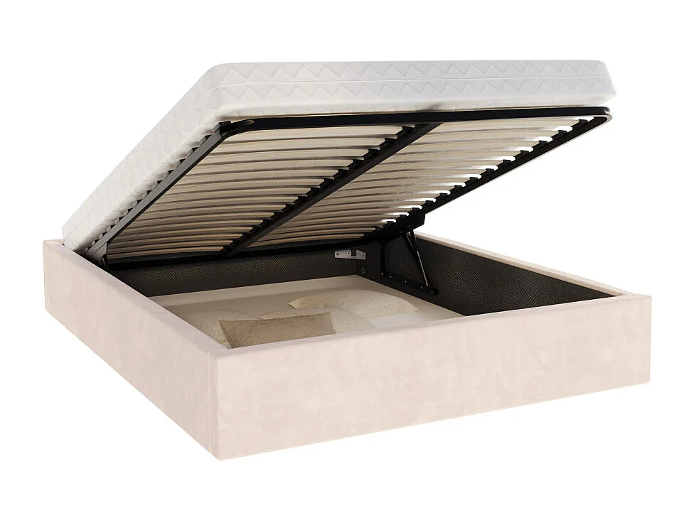 Lit coffre ORLANDO 160x200 - Sommier inclus Crème