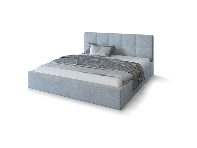 Lit Coffre Rino 140x200 cm - Sommier inclus Gris clair