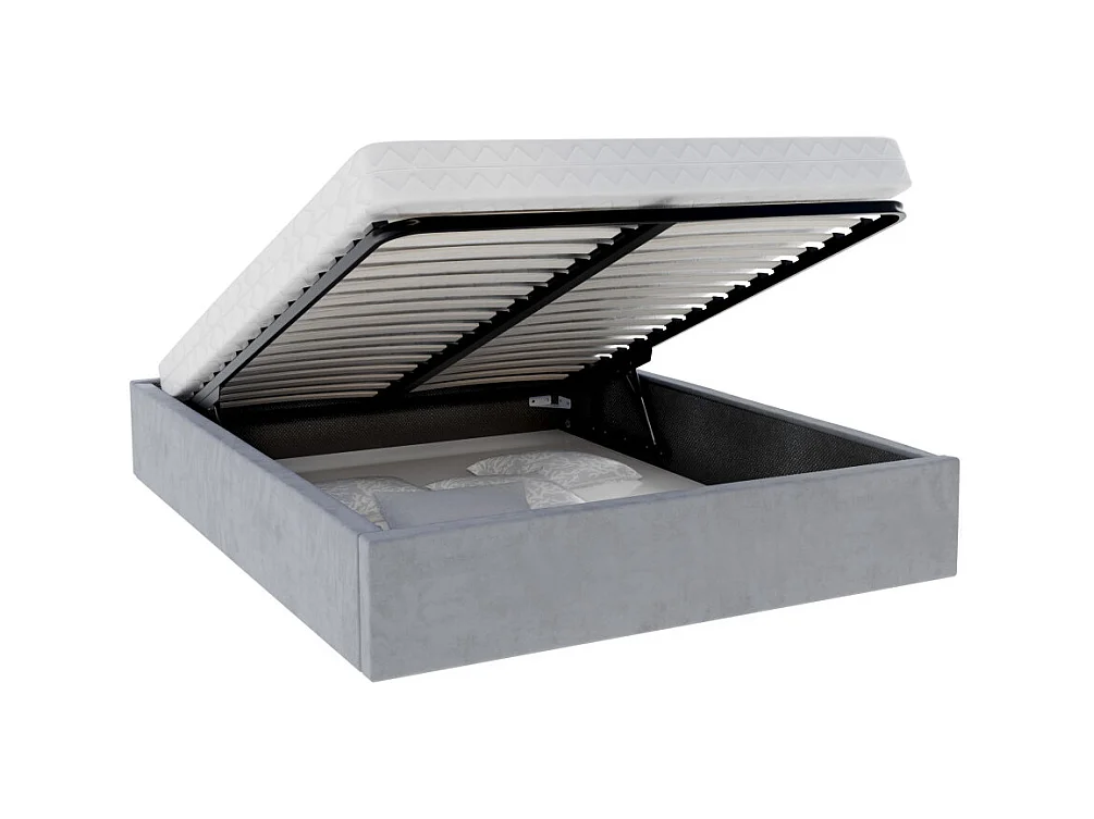 Lit coffre ORLANDO 120x200 - Sommier inclus Gris clair