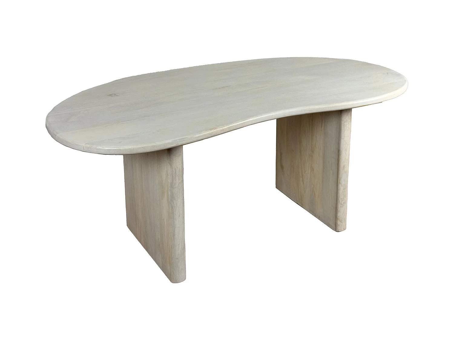 Table Salle à Manger 180x90 cm Bois de Manguier Blanc Design Rétro