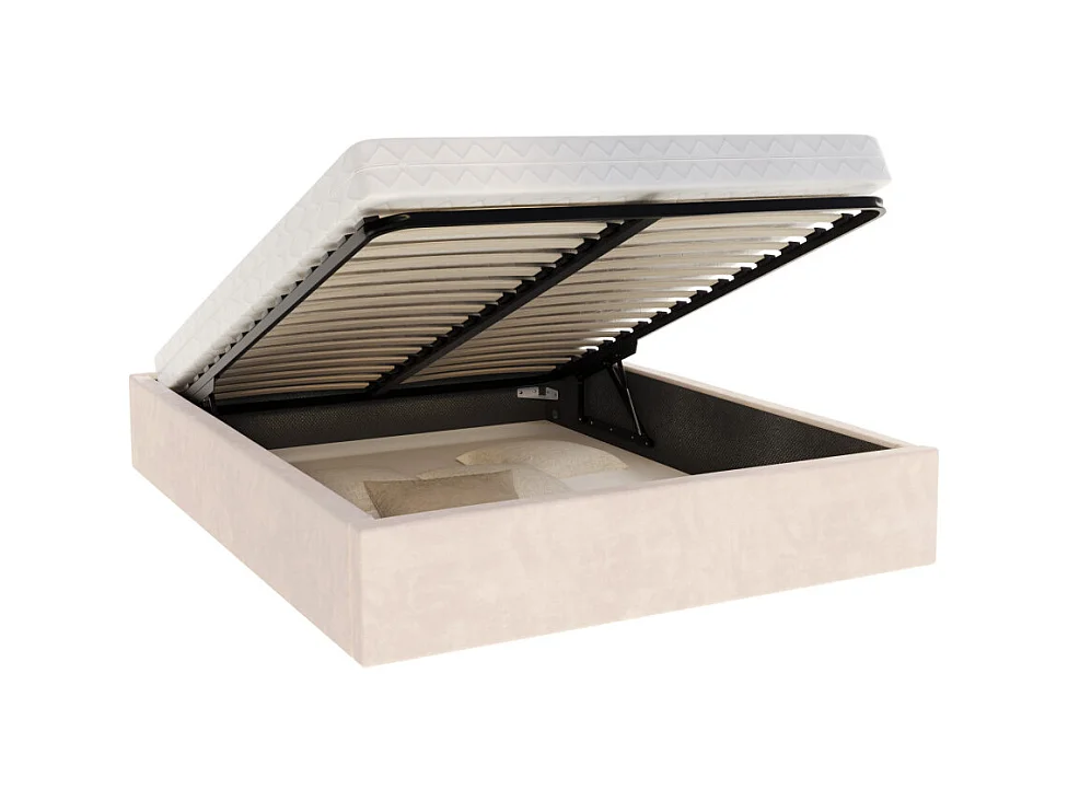 Lit coffre ORLANDO 140x190 - Sommier inclus Crème