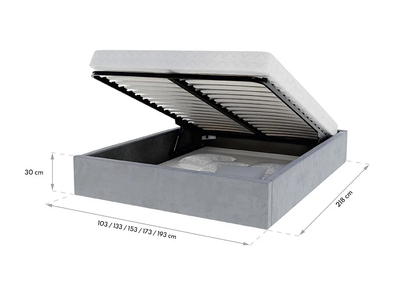 Lit coffre ORLANDO 120x200 - Sommier inclus Crème