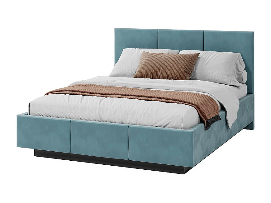 Lit coffre Raveiro 160 x 200 cm avec sommier à lattes relevable Azur