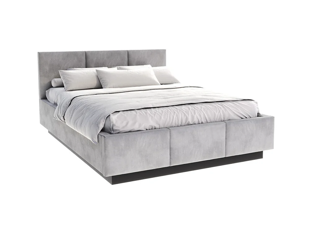 Lit coffre Raveiro 140 x 200 cm avec sommier à lattes relevable Gris clair