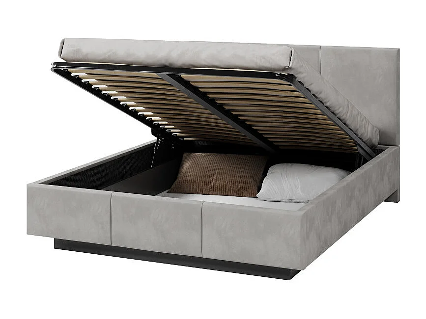 Lit coffre Raveiro 140 x 200 cm avec sommier à lattes relevable Gris clair
