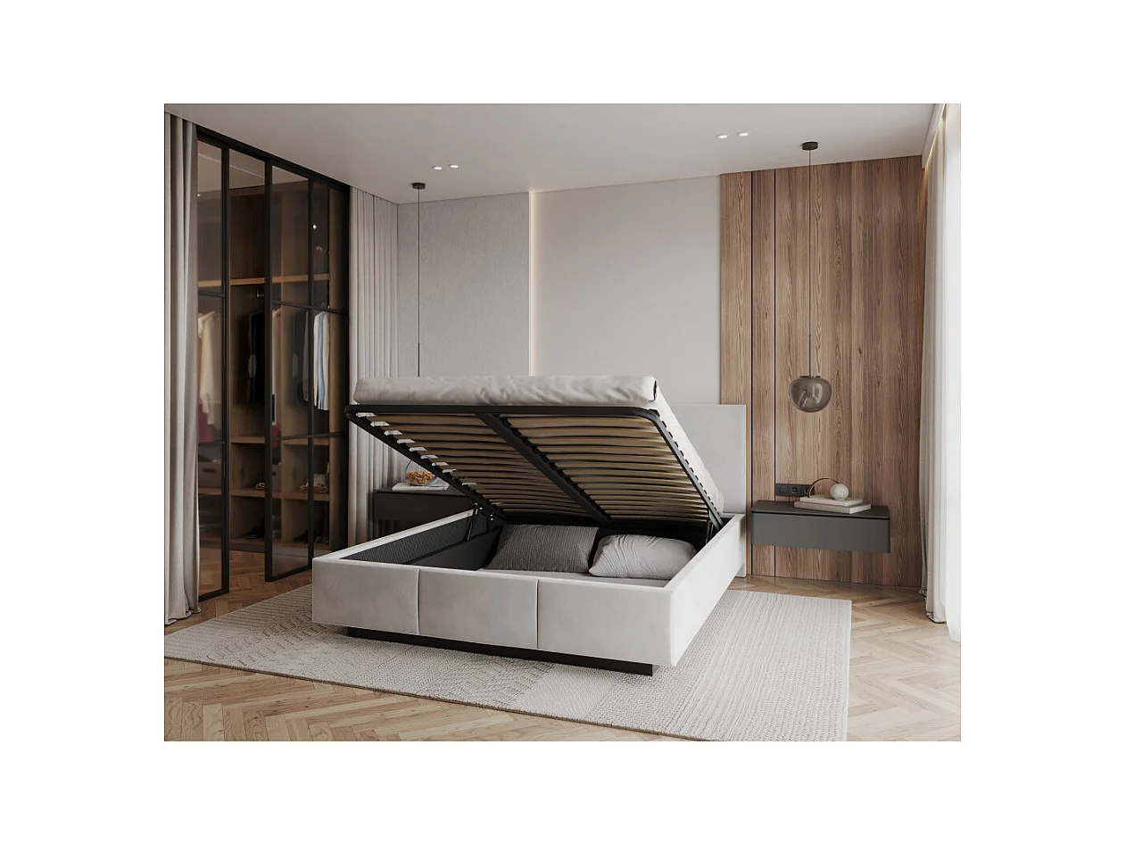 Lit coffre Raveiro 140 x 190 cm avec sommier à lattes relevable Blanc