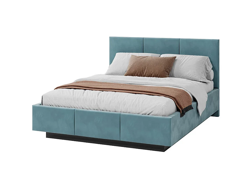 Lit coffre Raveiro 140 x 190 cm avec sommier à lattes relevable Azur