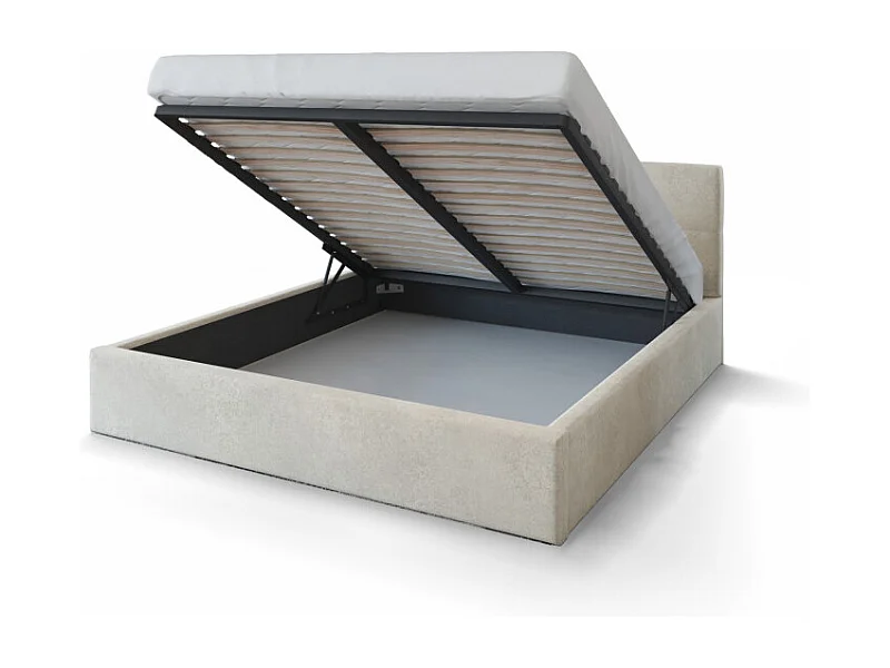 Lit Coffre Rino 140x200 cm - Sommier inclus Crème