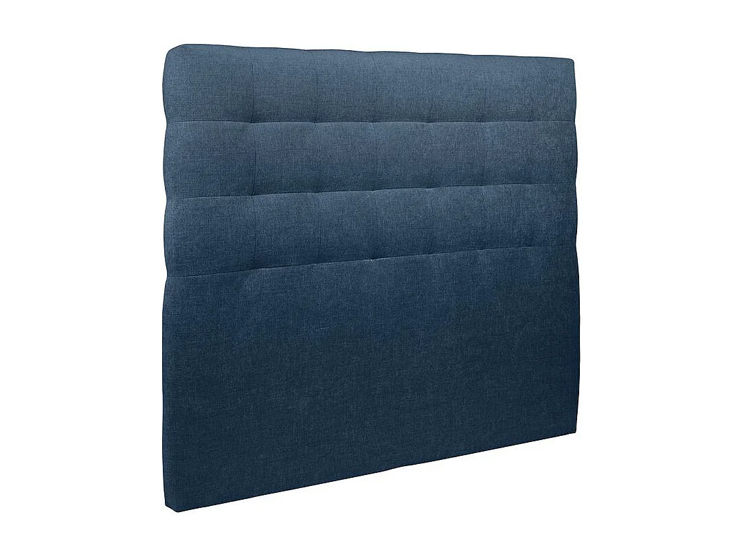 Lit 140x200cm avec tête de lit capitonnée tissu et sommier tapissier Bleu - Hauteur totale : 29cm