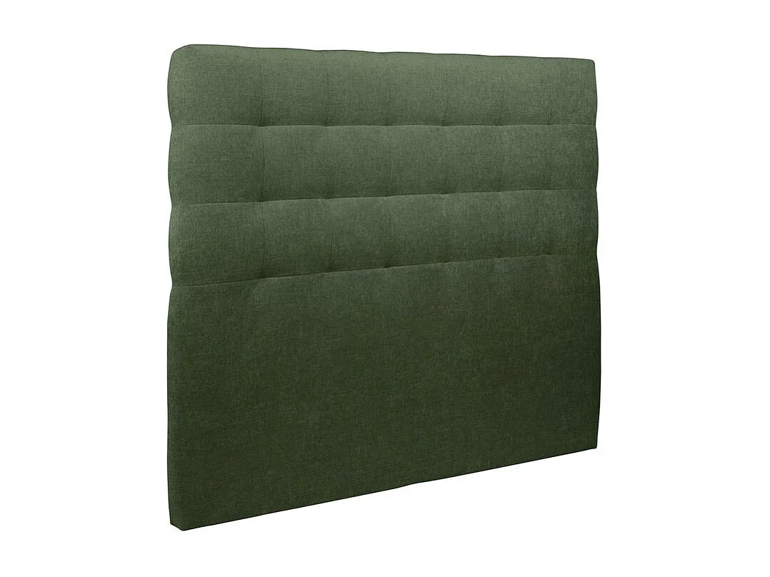 Lit 140x200cm avec tête de lit capitonnée tissu et sommier tapissier vert - Hauteur totale : 29cm