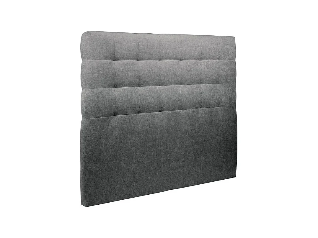 Lit 140x200cm avec tête de lit capitonnée tissu et sommier tapissier gris anthracite - Hauteur totale : 29cm