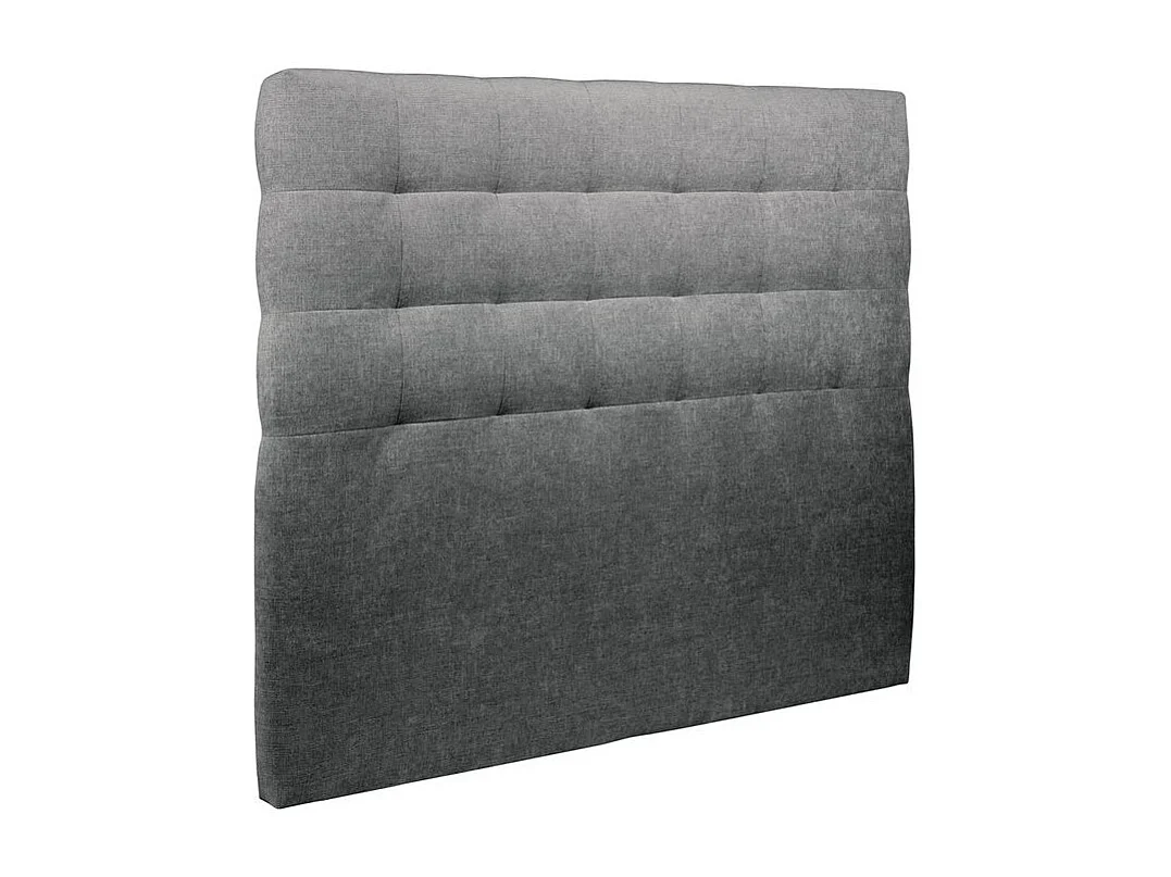 Lit 140x200cm avec tête de lit capitonnée tissu et sommier tapissier gris anthracite - Hauteur totale : 29cm