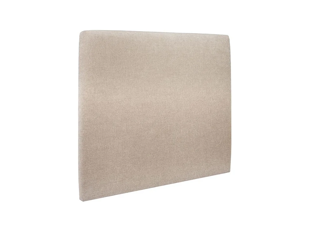 Lit 160x200cm avec tête de lit tapissier tissu et double sommier tapissier beige brun - Hauteur totale : 35cm