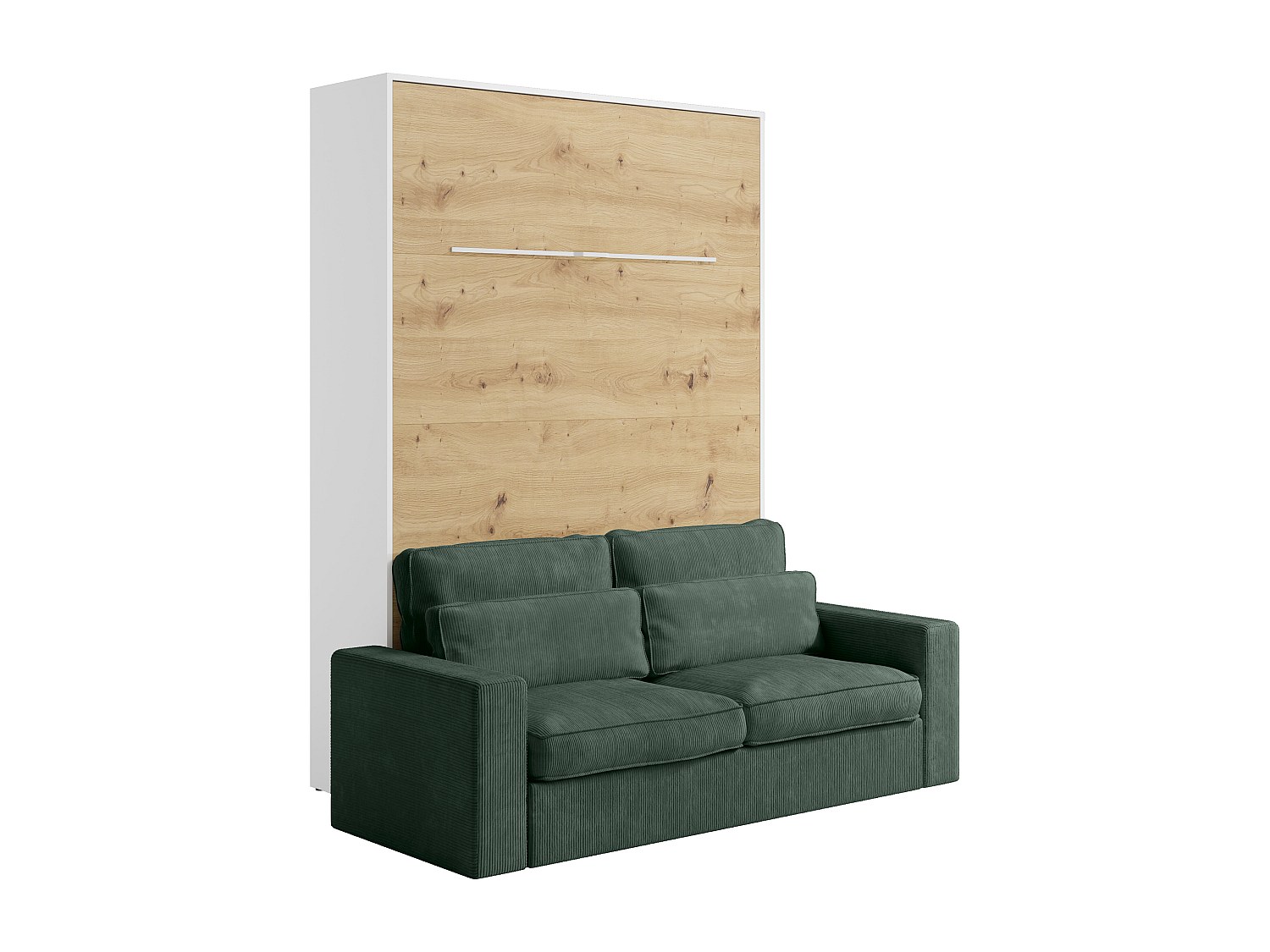 Schrankbett 140 x 200 cm - Manuelle vertikale Öffnung - Mit LEDs - Weiß und günstig online kaufen