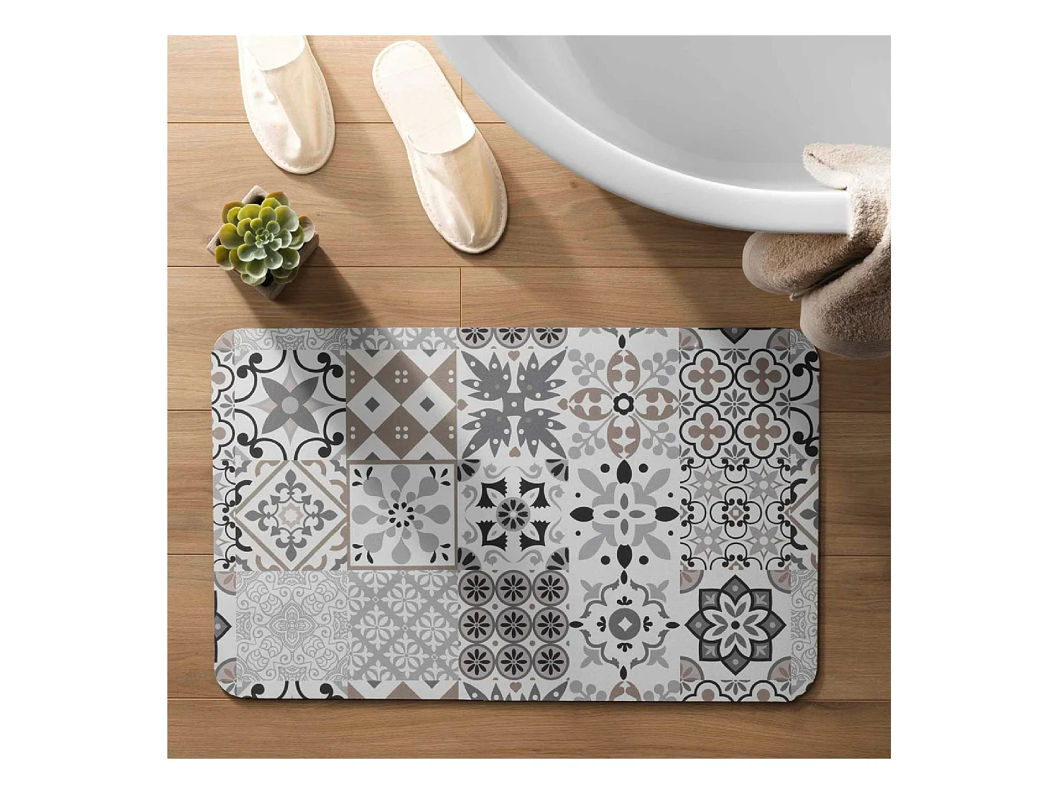 Tapis de Bain Imprimé "Salou" 50x80cm Gris