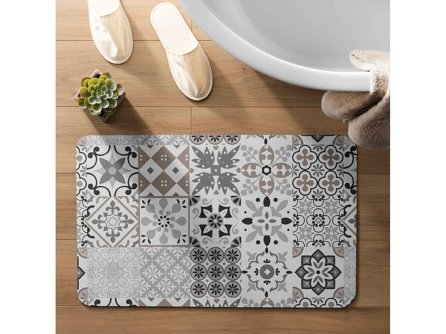 Alfombra de Baño Salou Ultra Absorbente Efecto Mosaico de Azulejos