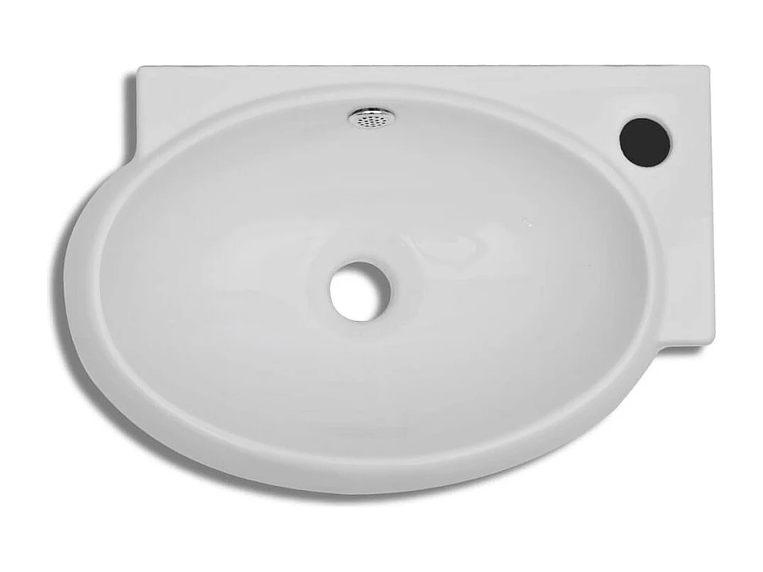 Vasque-Lavabo salle de bain céramique blanc avec trou de trop-plein