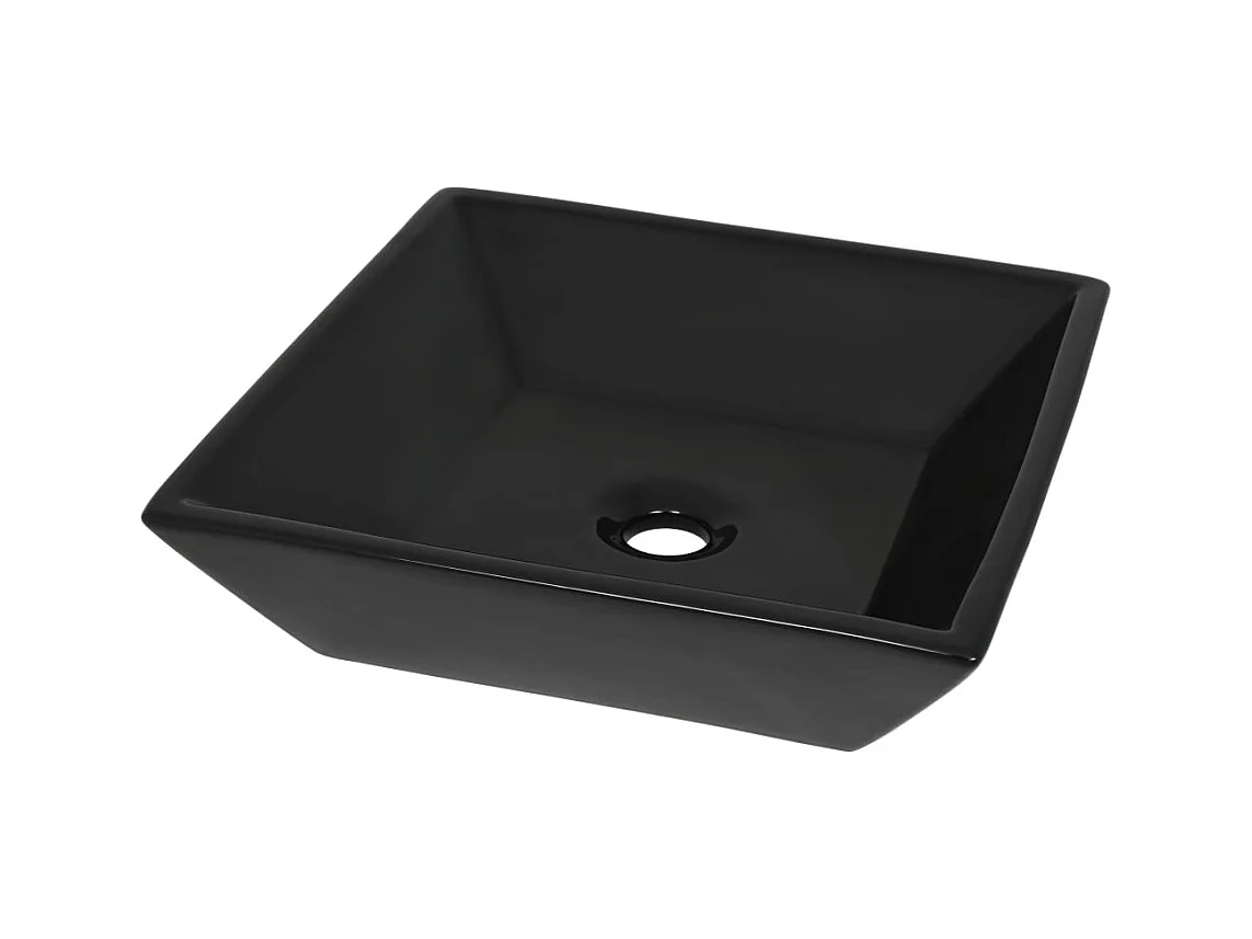 Vasque à poser-Lavabo Céramique carré Noir 41,5 x 41,5 x 12 cm